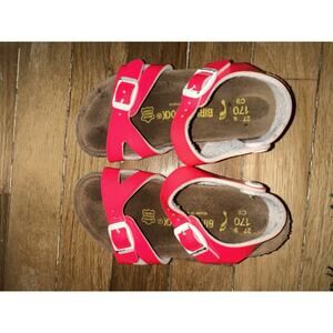 Birkenstock Rio Kids Hot Pink Patent Leather Adjustable Sandals Size 10